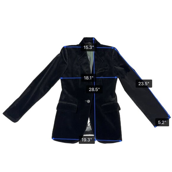 J.Crew Womens Black Cotton Blazer Single-Button Velvet Style Size 4 - Picture 12 of 12